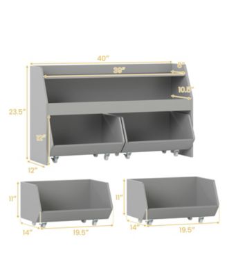 Kids Toy Storage Organizer Wooden Bookcase with 2 Movable Drawers