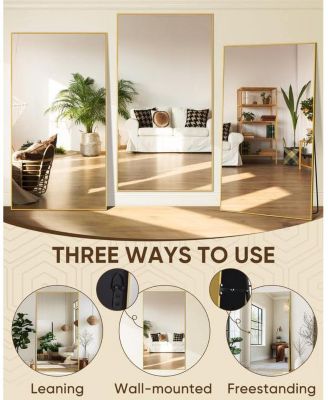 Full Length Mirror 81"x41" Oversized Floor Mirror for Living Room Cloakroom Gold Rect Style