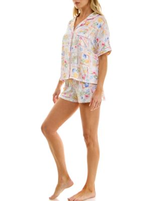 Women's Short-Sleeve Top and Mid-Rise Shorts, 2-Piece Shorts