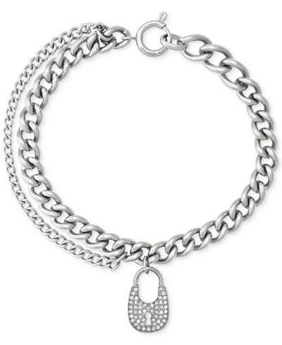 Michael Kors Double Chain Pavé Crystal Lock Charm Bracelet