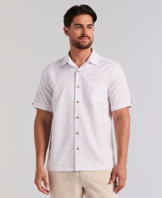 Men's Palm Print Short-Sleeve Button-Down Shirt