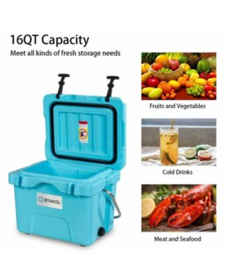16-Quart Portable Insulated Hard Cooler with 4-Day Ice Retention and 2 Cup Holders