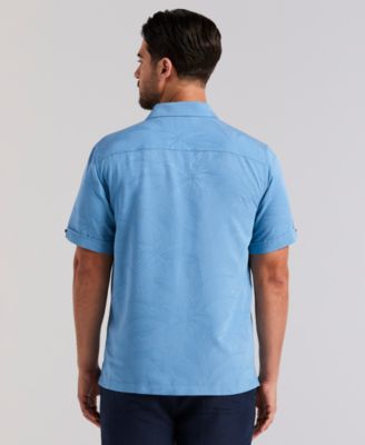 Men's Palm Print Short-Sleeve Button-Down Shirt