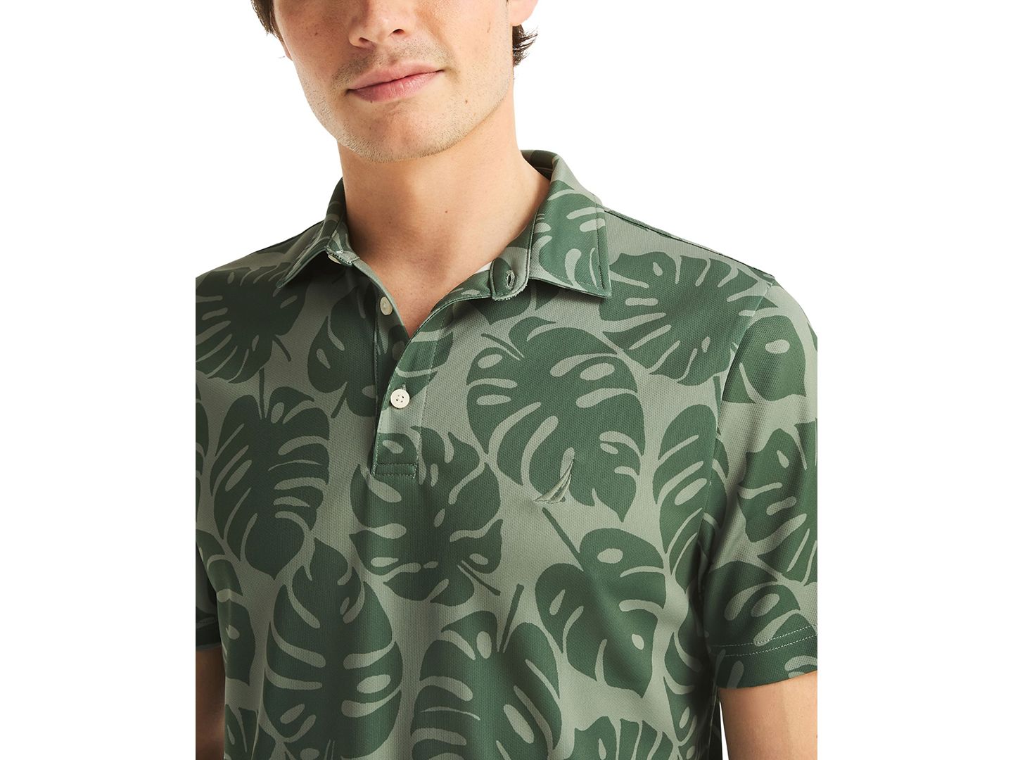 Мужское поло Nautica Short-Sleeve Frond Print Golf Polo Shirt, цвет: Seaspray — фото 3