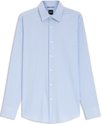 Men's Checked Performance-Stretch Slim-Fit Dress Shirt
