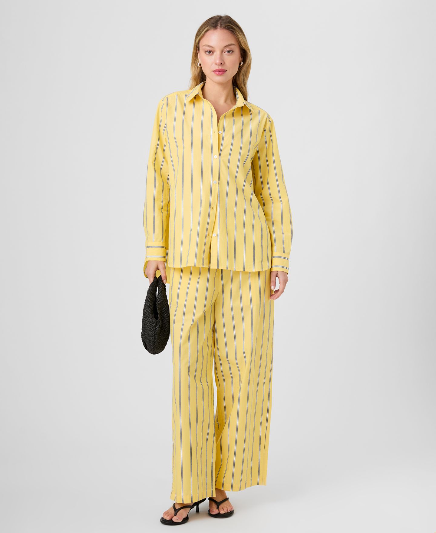 Женская рубашка French Connection Long-Sleeve Button-Front Stripe, цвет: Жёлтый разноцветный — фото 7