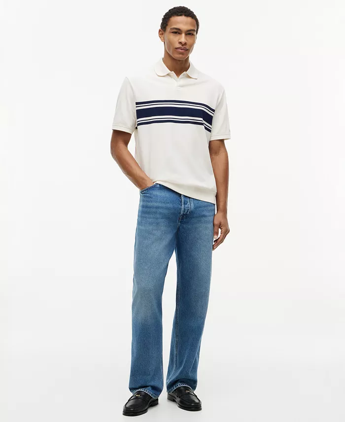 Men's Placed Breton Stripe Polo Shirt - thumbnail 2