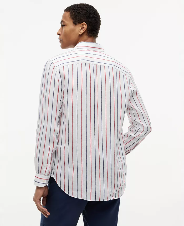 Men's Linen Textured Stripe Shirt - thumbnail 4