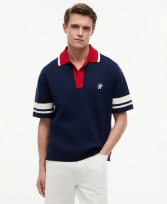 Men's Knitted Short-Sleeve Boxy Polo Sweater