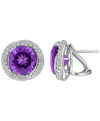 Blue Topaz (6 ct. t.w.) & White Topaz (1-1/6 ct. t.w.) Stud Earrings in Sterling Silver (Also Available in Citrine & Amethyst)