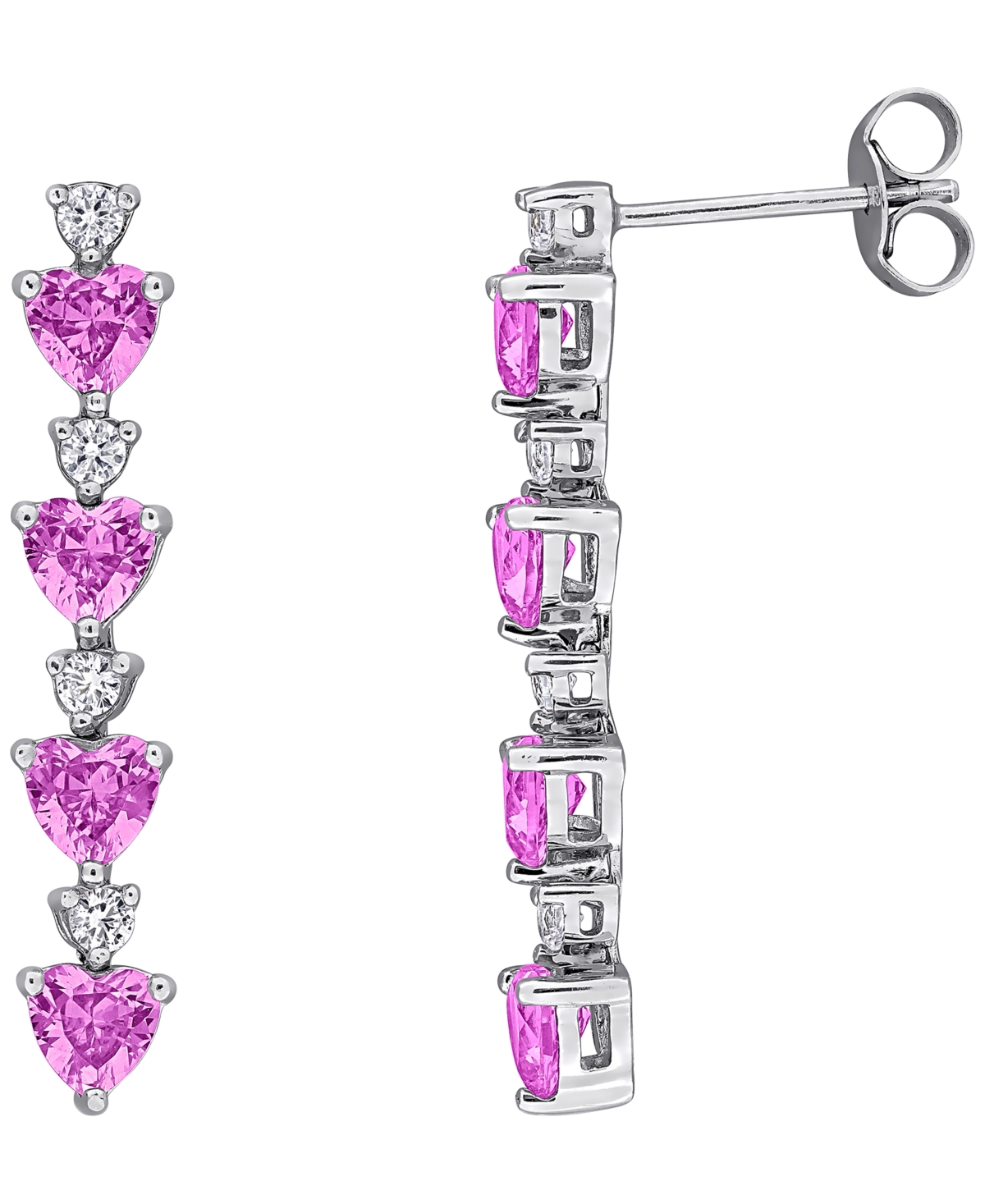 Macy's Created Blue Sapphire (2-1/6 ct. t.w.) & Created White Sapphire (1/3 ct. t.w.) Drop Earrings in Sterling Silver (Also Available in Pink Sapphir