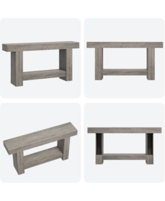 63'' Farmhouse 2-Tier Entryway Console Table with Open Storage - Long Sofa Accent Table for Entrance, Living Room and Hallway