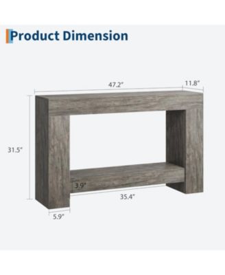 Entryway Console Table, Farmhouse 2-Tier Entryway Table, Long Sofa Accent Table Behind Couch Table with Open Storage for Entrance