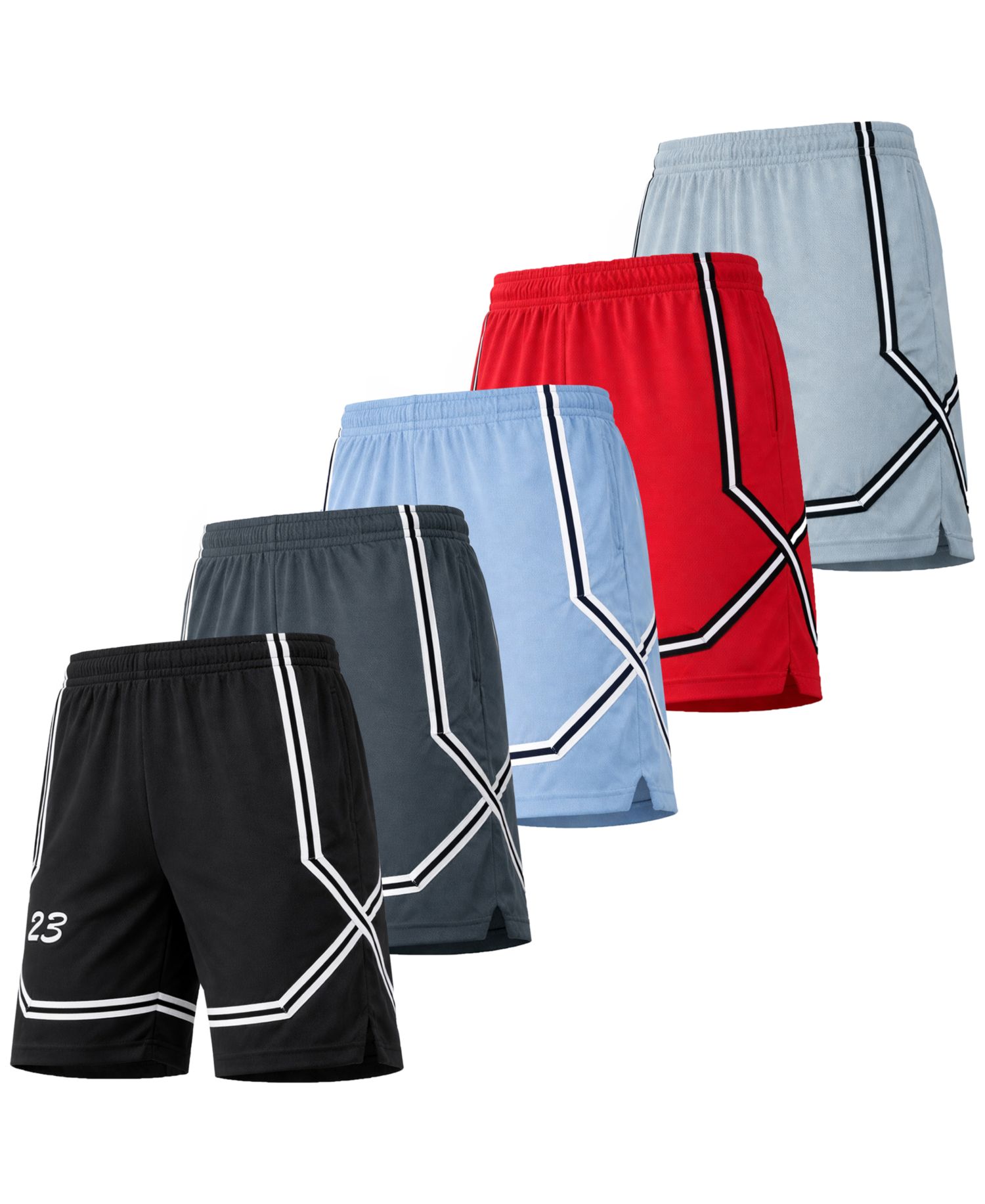 Men's 5-Pack Moisture Wicking Performance Shorts