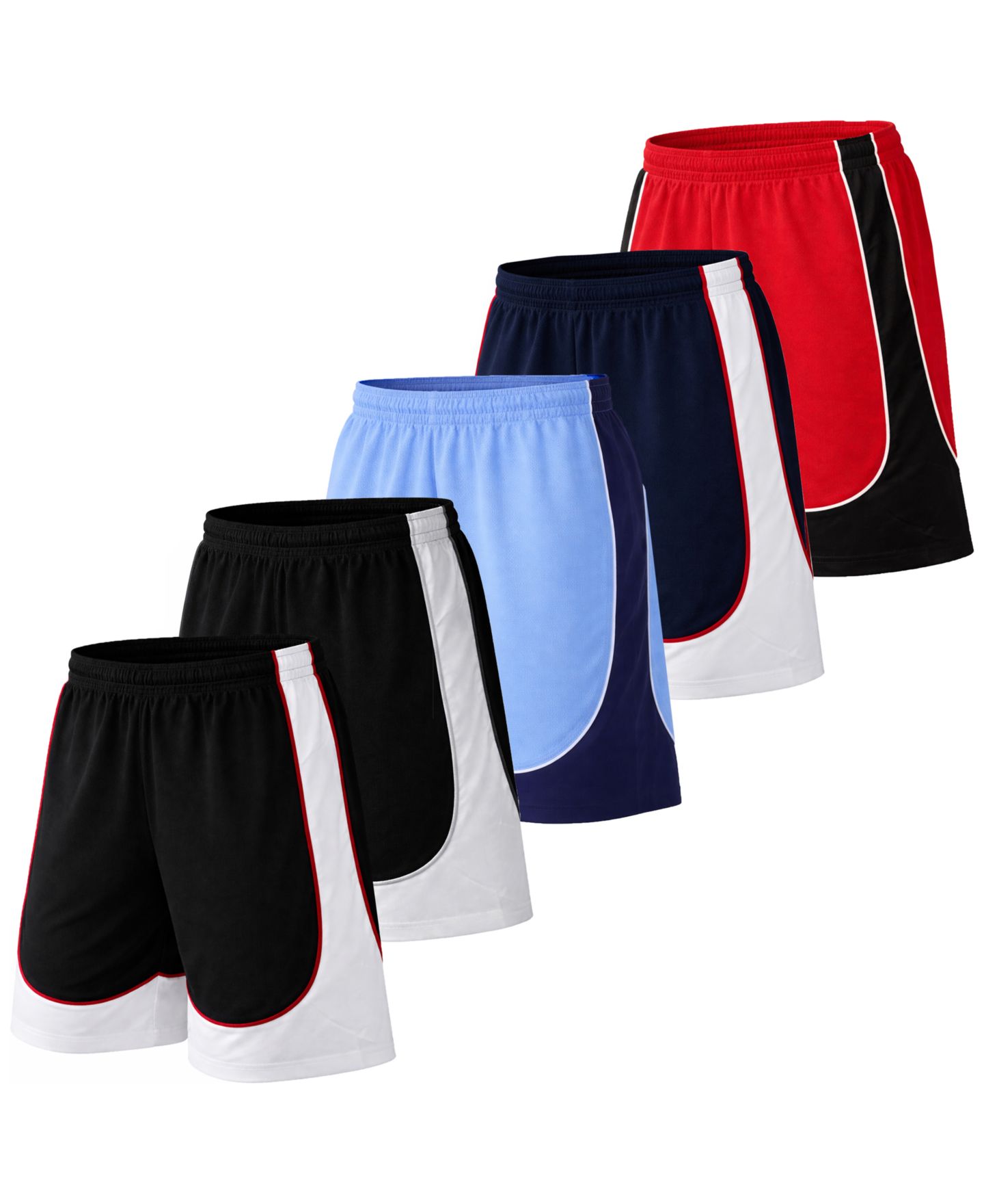 Мужские шорты Galaxy By Harvic 5-Pack Moisture Wicking Performance, цвет: Чёрный / Светлый синий, вариант 1 — фото 1