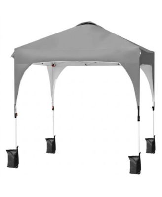 6.6 x 6.6 ft Pop Up Canopy Tent with Three Height Settings Roller Bag and Weight Bags
