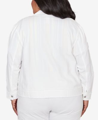 Plus Size Out of the Blue Patch Pocket Collared Jacket