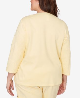 Plus Size Out of the Blue Floral Embroidered Sunshine Top