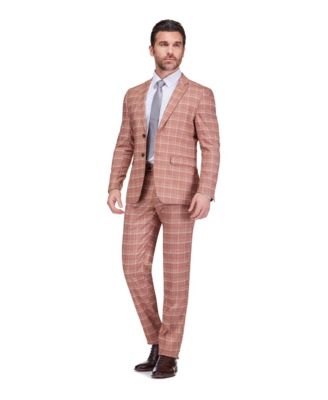 Men's Slim Fit 2-Piece Performance Stretch Plaid Suit