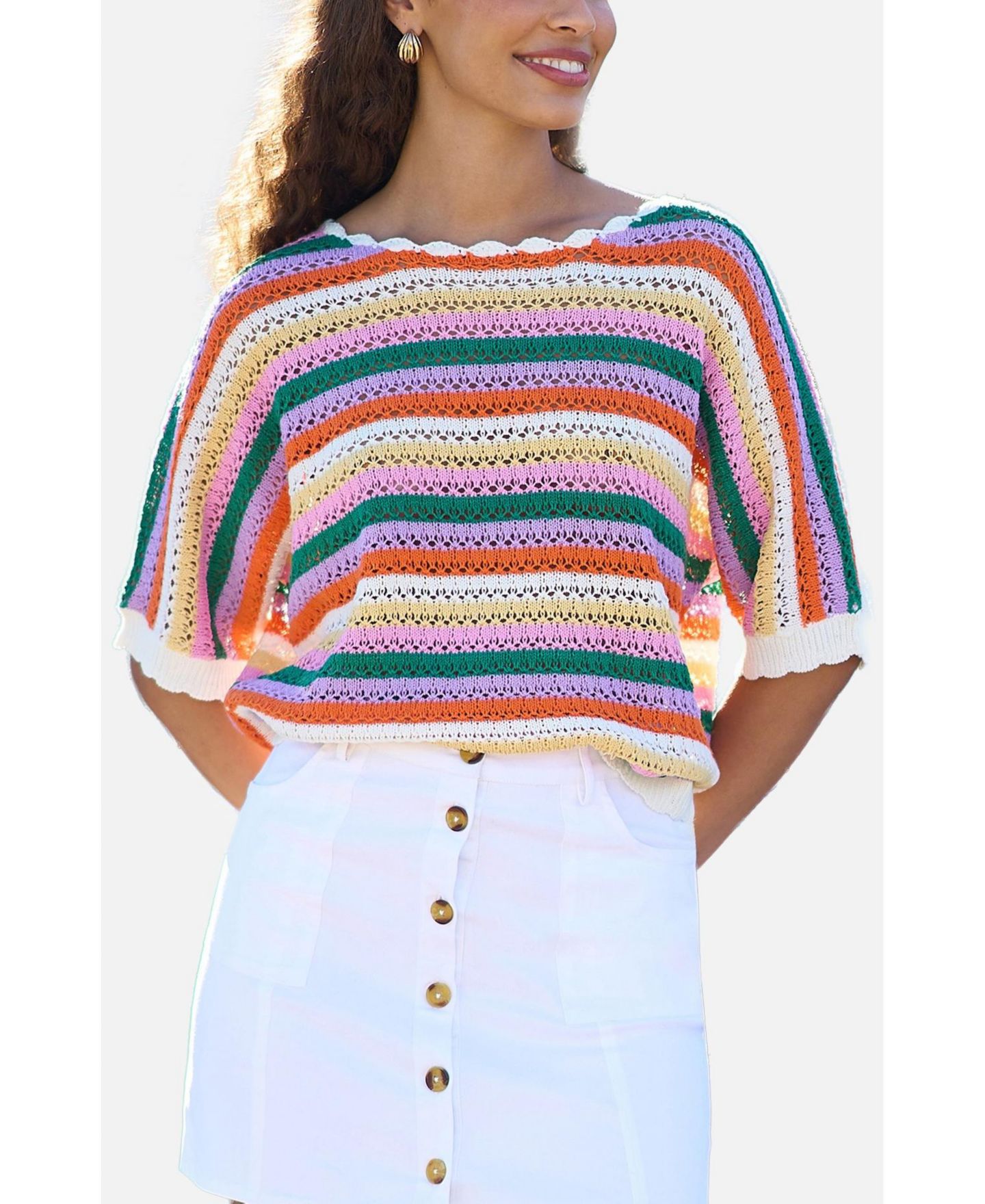 Женский топ Yumi Batwing Crochet, цвет: Разноцветный — фото 2