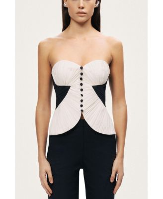 Women's Structured Strapless Contrast Bustier Top