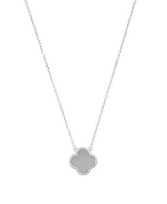 Silver2-Piece Halo Clover Necklace and Bracelet Set