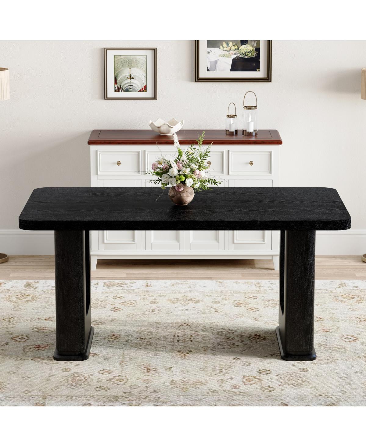 Streamdale Furniture Modern Wood Grain and Glass Dining Table
