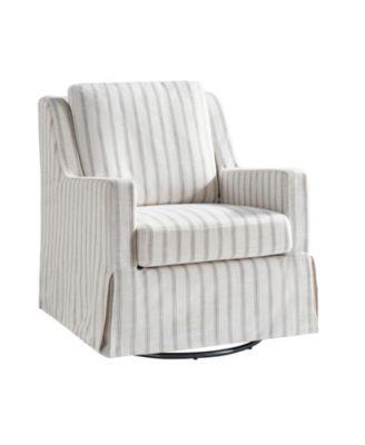 Lillie 30" W Farmhouse Slipcovered Down-blend Swivel Rocking Chair with Pillow Back