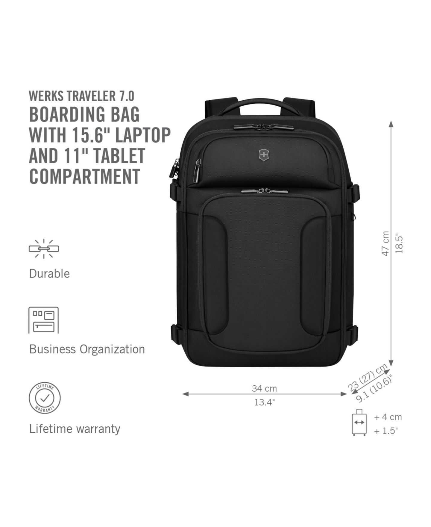 Дорожная сумка для ручной клади Victorinox Werks Traveler 7.0, цвет: Чёрный — фото 3