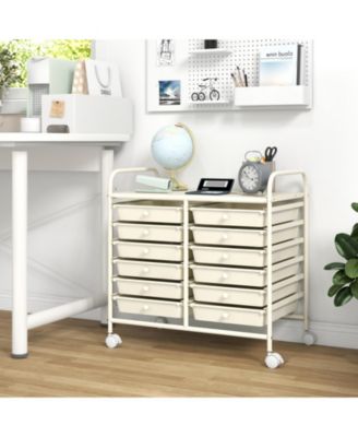 12-Drawer Rolling Organizer Cart with Transparent Drawers