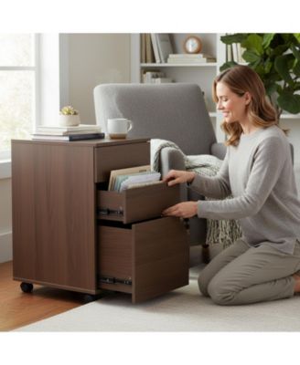 Three Drawer Rolling File Cabinet with Lock for Home Office