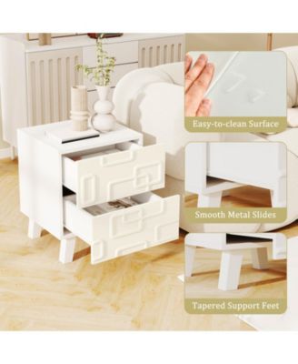 Modern Nightstand with Drawers and 3D Geometric Pattern