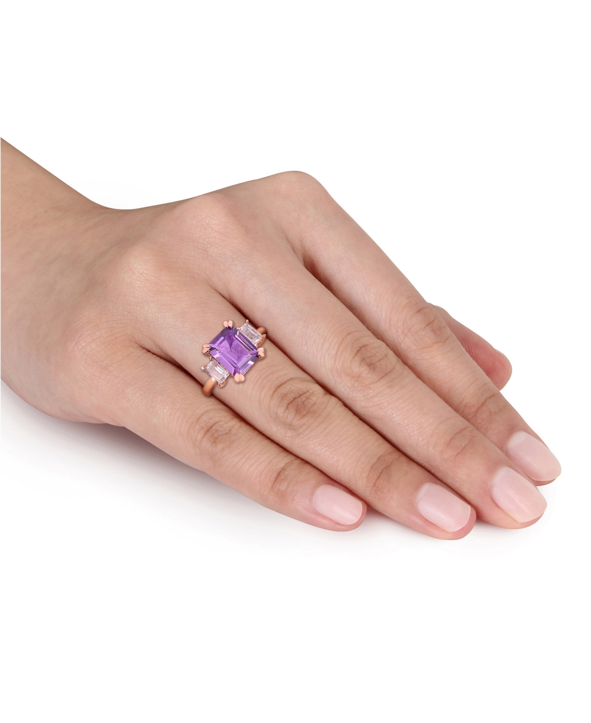 Macy's Amethyst (3-1/5 ct. t.w.) & White Topaz (3/4 Ring 18k Rose Gold Plated Sterling Silver (Also Available Garnet Blue Topaz)