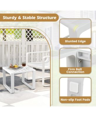 3 PCS Patio Furniture Set w/1 Loveseat and 2 Side Tables All-Weather Bistro Set