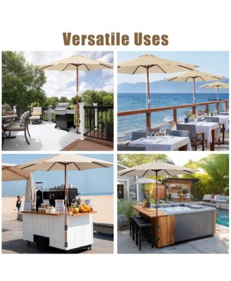 Deck Umbrella Mount Holder Bracket Height Flexible for Patio Railing Balcony Courtyard Poolside Mobile Cart Black Corner