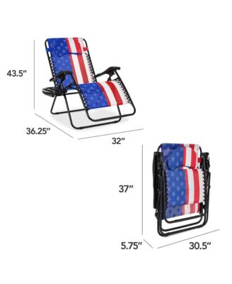 Oversized Zero Gravity Chair, Folding Outdoor Patio Recliner w/ Cup Holder