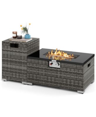 2-Piece 32 in Rectangle Propane Fire Pit Table Set with Tank Cover and 40000 BTU Output