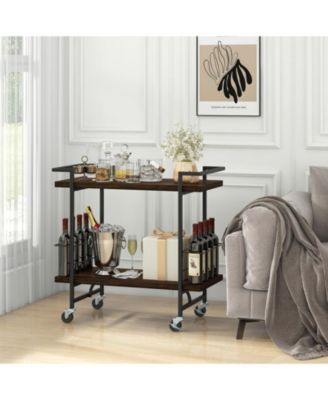 Rolling Kitchen Island with Trash Can Cabinet, Drop Leaf and Spice Rack, 440 lbs Capacity, 42 x 25.5 x 35.5 in