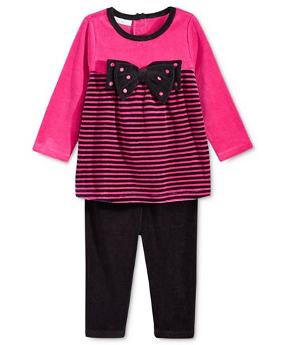 First Impressions Baby Girls' 2-Pc. Velour Striped Bow Tunic & Leggings Set, Only at Macy's
