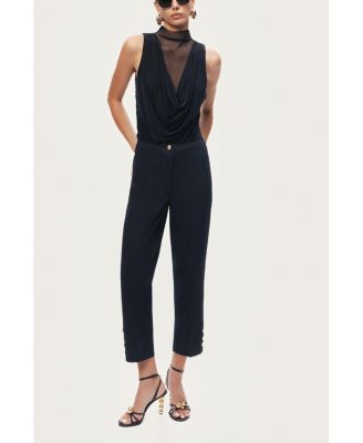 Women's Draped Mesh-Panel Bodysuit