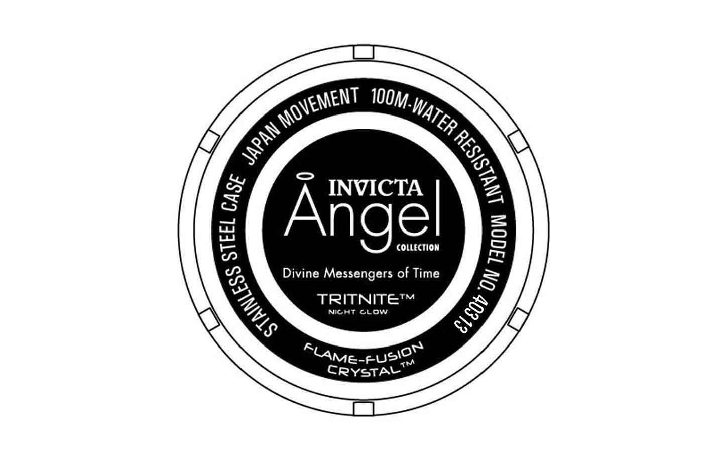 Женские часы Invicta 40313 Angel Quartz 3 Hand Dial Stainless Steel, цвет: Чёрный — фото 2