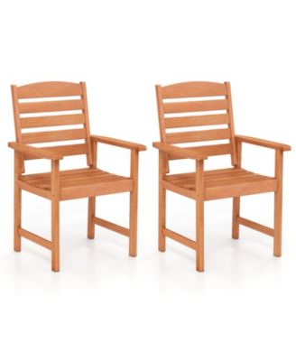 Outdoor Wooden Dining Chairs with Inclined Backrests and Slatted Seats