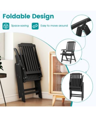 Foldable Patio Chair All-Weather HDPE Outdoor Dining Chair with Armrest
