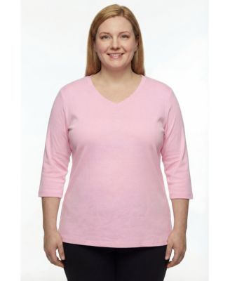 Plus Size Perfect Three-Quarter Sleeve V-Neck Tunic
