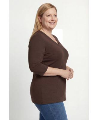 Plus Size Perfect Three-Quarter Sleeve V-Neck Tunic