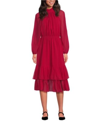 Women's Crinkle Chiffon Ruffle Dress