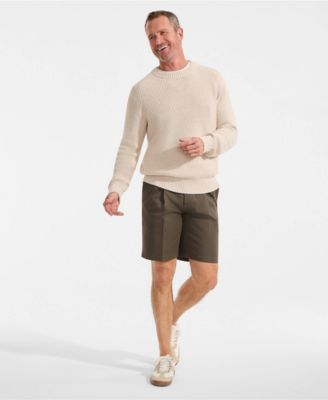 Men's No Iron 9" Comfort Waist Pleated Front Chino Short