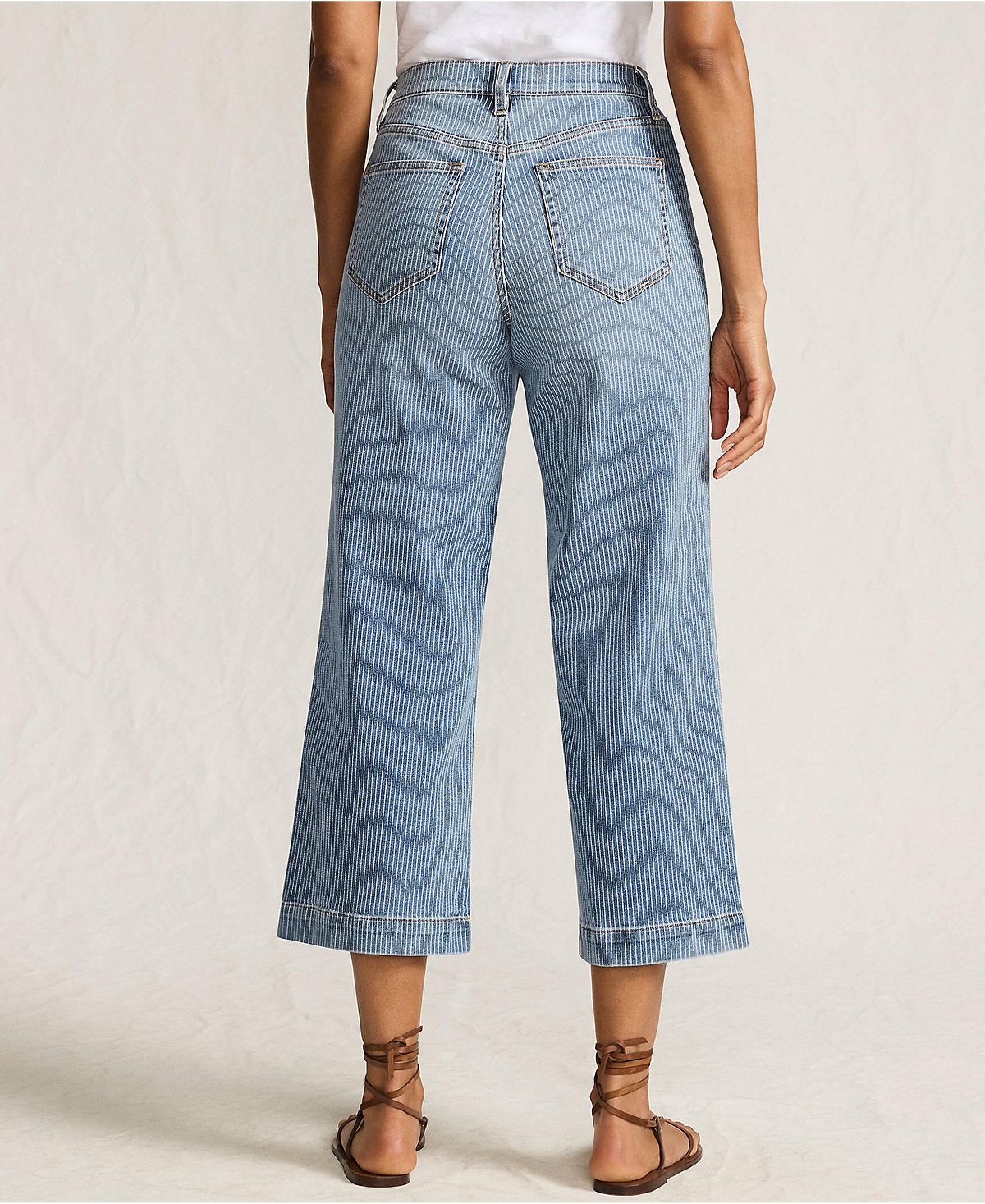 Lands' End Women's Tall Recover Denim High Rise Wide Leg Crop Jeans view 2 — MAYCSS fashion products