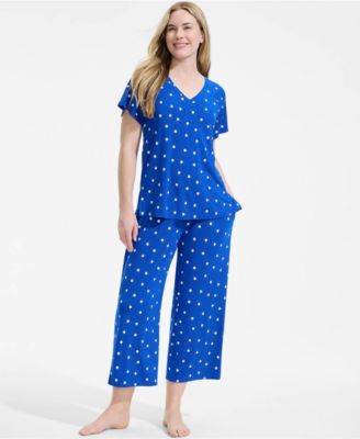 Women's Cooling Pajama Set - Short Sleeve Top and Crop Pants