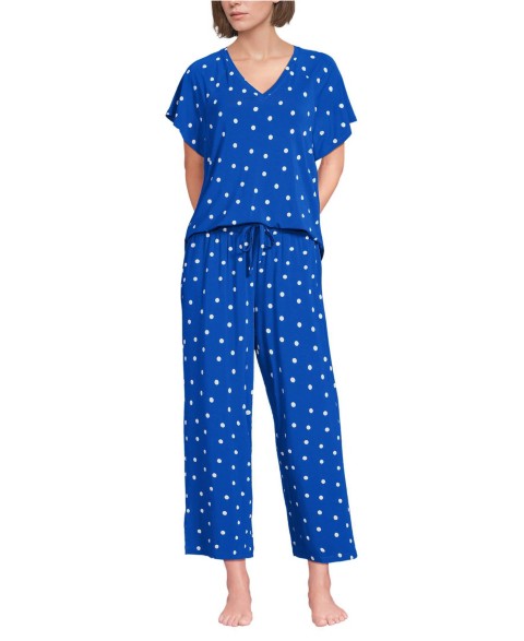 Женские Lands' End Women's Cooling Pajama Set - Short Sleeve Top and Crop Pants